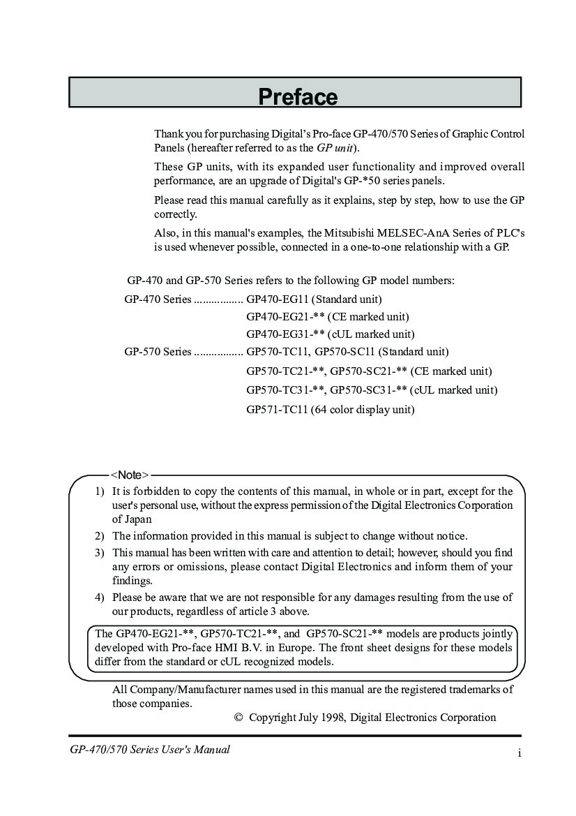 First Page Image of QPI2D100C2P Manual (GP570-TC31-24V is equivalent model).pdf